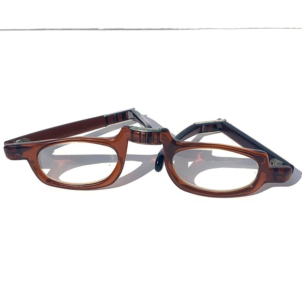 Vtg Brown, Silver Folding Collapsable Lorgnette E… - image 2